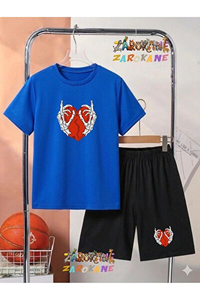 ZAROKANE Skeleton Heart Printed Top and Shorts/T-Shirt Summer Children's Two-...
