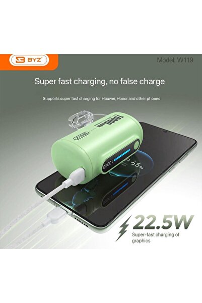 BYZ W119 Super Fast Charging Capsule Mobile Power Bank 10000mAh