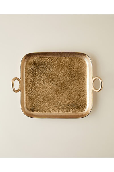 English Home Galya Alüminyum Dekoratif Tepsi 34,5x26x6,5 cm Gold