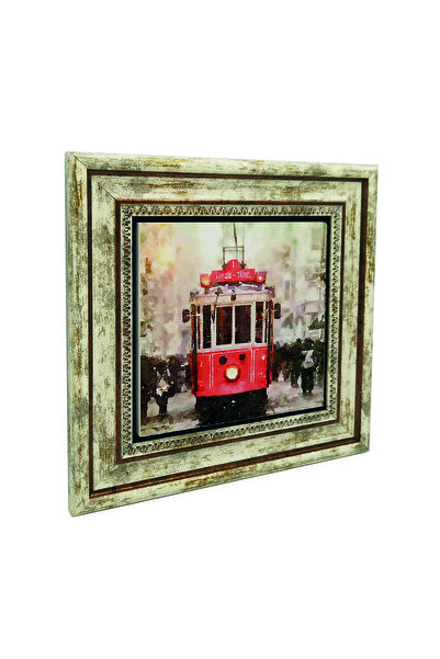 Sadrazam Νοσταλγικός πίνακας με στάμπα τραμ και φυσική πέτρα 25Χ25ΚΡΤ-47