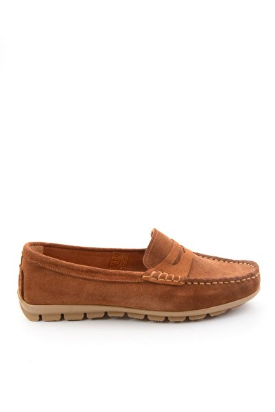 Bambi Taba Hakiki Deri Kadın Loafer Ayakkabı K01680000102