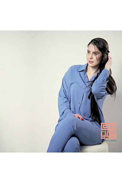 Dakakeen Concept Women’s Spring Two-Piece Set – Elegant Blue Shirt & Pants Li...