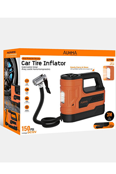 auhma A7788 Dijital Ekran Taşınabilir Araç Lastik Hava Kompresörü 150 PSI 12V...