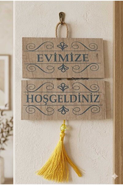 ÇEÇEN HOME Καλώς ήρθατε στο σπίτι μας Γραπτή διακοσμητική ξύλινη πινακίδα Αντ...