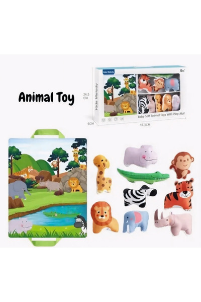 OEM Παιδικό χαλάκι με ζώα της ζούγκλας, περιλαμβάνονται 9 φιγούρες, μεταμορφώ...