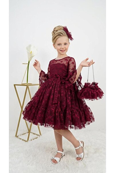 Lunas tekstil Φουσκωτό φόρεμα με αστεράτο σχέδιο και τσάντα με αγκράφα από το...