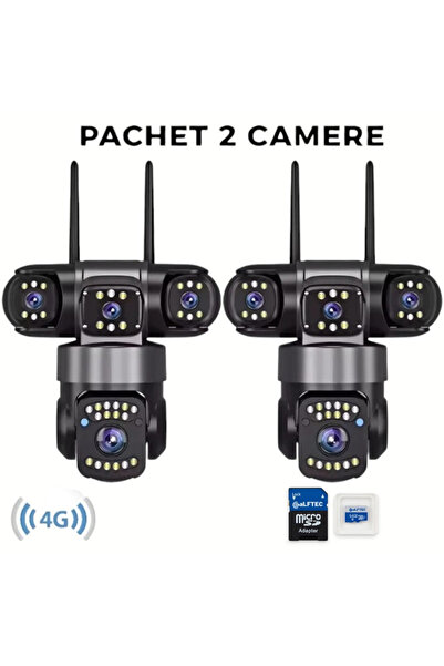 OEM Σετ 2x Κάμερας Παρακολούθησης 4G με Κάρτα SIM, 9MP, 3 Κάμερες, 360 °   Πε...