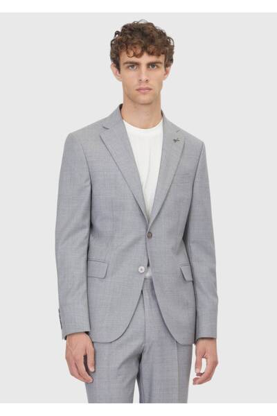 Ramsey Gray Plain Modern Fit 100% Wool Suit