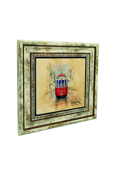 Sadrazam Νοσταλγικός πίνακας με στάμπα τραμ και φυσική πέτρα 25Χ25ΚΡΤ-45