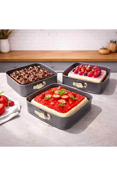 Generic Σετ 3 αποσπώμενων τετράγωνων ταψιών 22/24/26 εκ. για κέικ και μπισκότα