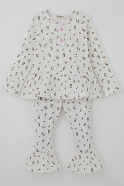 Breeze Κοριτσίστικο σετ καλσόν με λουλουδάτο σχέδιο και λεπτομέρεια βολάν στο...