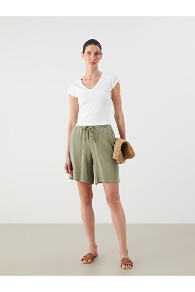 LC Waikiki Plain Linen Blend Women's Shorts with Elastic Waist