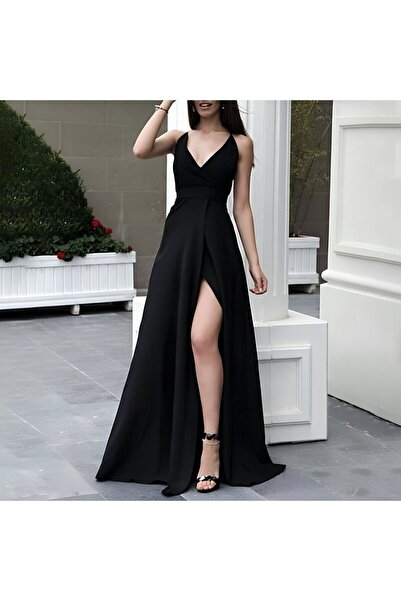 DRESSIFY WOMEN’S FASHION Γυναικείο μακρύ βραδινό φόρεμα από κρεπ με λεπτομέρε...