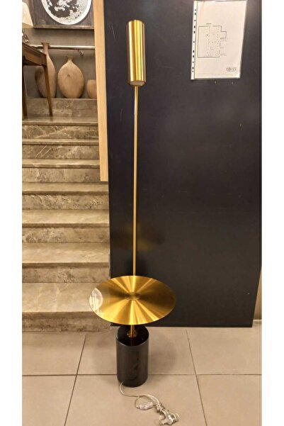 Lamba Siyah Mermer Pirinç Lambader 160cm