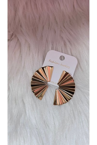 iky aksesuar Steel Fan Earrings