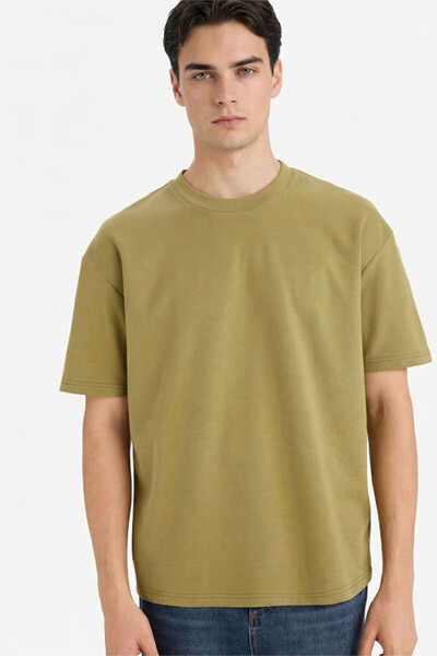 DeFacto Übergroßes Khaki Herren-T-Shirt X3926AZ/KH176