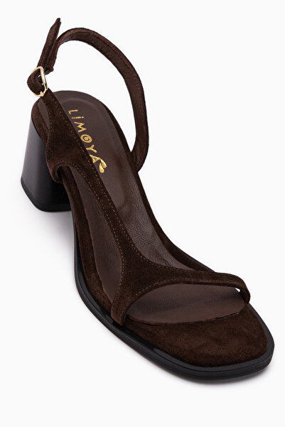 Limoya Γυναικεία σανδάλια Julie από γνήσιο δέρμα καφέ σουέντ με τακούνι