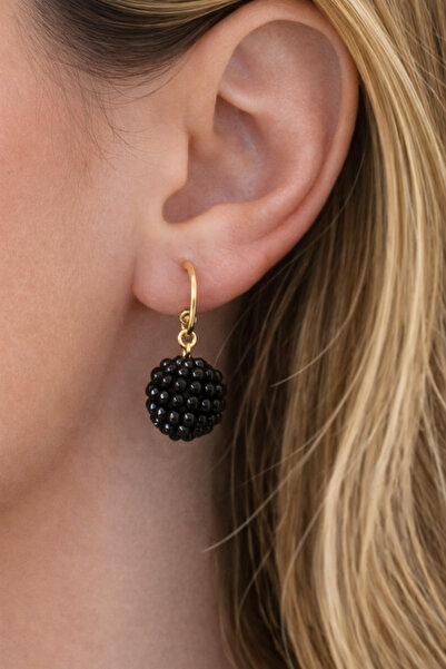 HALHALMILL Black Blackberry Pearl Earrings