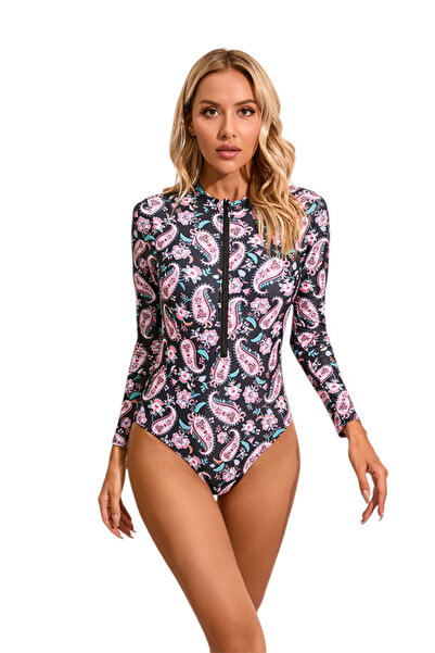 EFAYN.RO Costum de baie, o piesa, maneci lungi si chilot decupaj clasic, mari...
