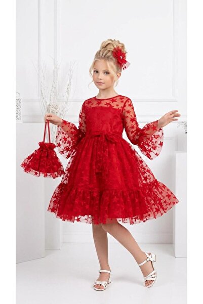 Lunas tekstil Φουσκωτό φόρεμα με αστεράτο σχέδιο και τσάντα με αγκράφα από τούλι