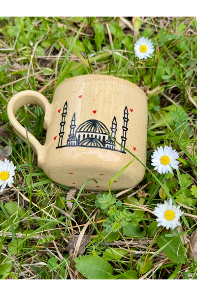 selenge seramik Cami, Tespih ve Rahle Motifli El Yapımı Seramik Kupa – Manevi...