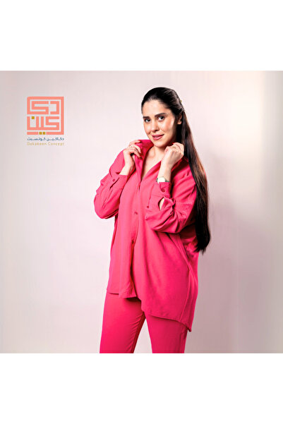 Dakakeen Concept Women’s Autumn Two-Piece Set – Fuchsia Lightweight Shirt & P...