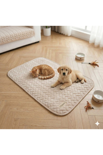 vivamia Kaymaz Tabanlı Kedi Köpek Matı Yıkanabilir Kapitoneli Evcil Hayvan Matı Yatağı