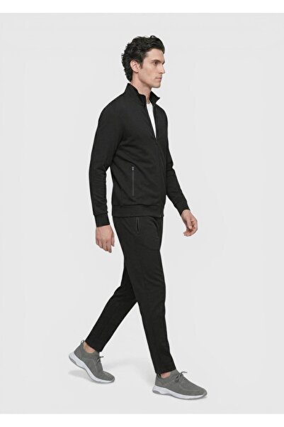 Ramsey Black Stand Collar Plain Sweatshirt