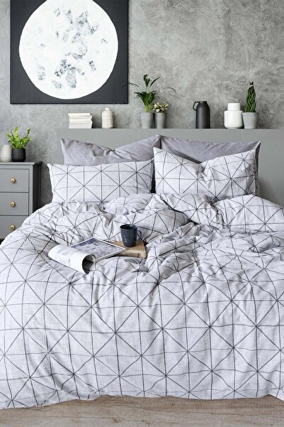 İyi Geceler İstanbul Βαμβακερό Σετ Παπλωματοθήκης Μονό Petra Grey