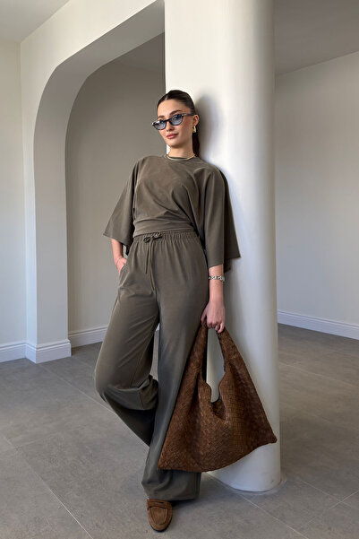 MAGARDE Σετ μοντάλ με μανίκια νυχτερίδας που πλένονται - ΧΑΚΙ