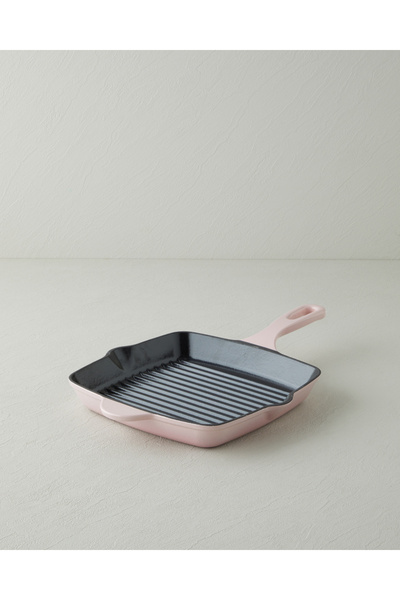 Hecha Demir Döküm Kare Grill Tava 26 cm Pembe