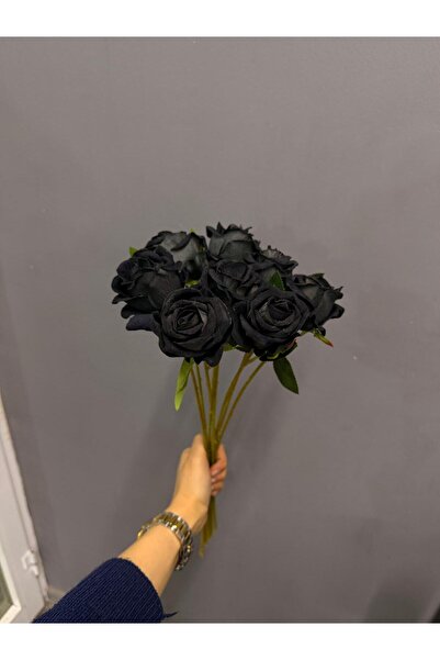 Eylül Flowers yapay çiçek siyah kadife gül 10'lu