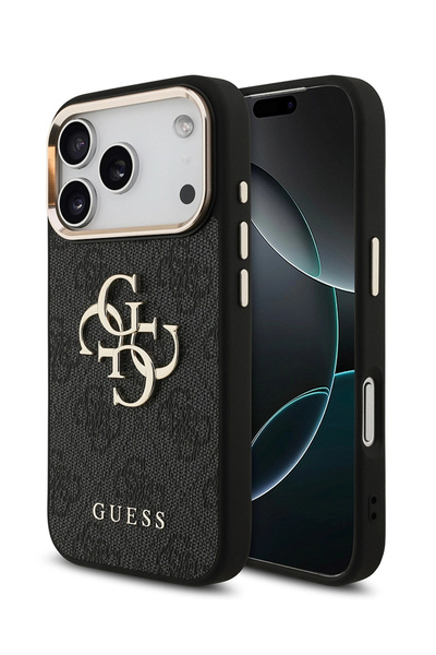 Guess iPhone 17 Pro Orjinal Lisanslı Gold Metal Kadın Siyah Telefon Kılıfı GU...