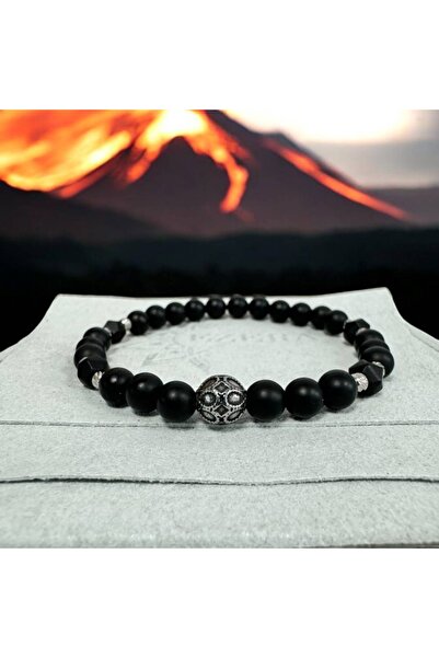 Ezera Ανδρικό ελαστικό βραχιόλι Elmer από ματ όνυχα και αξεσουάρ από ανοξείδω...