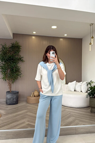 Oxygen Scarfs Modal Women's T-Shirt Tracksuit Set with Scarf Detail