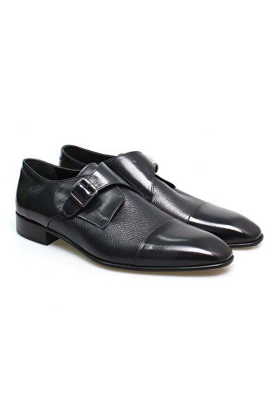 FRANCO CALVANI Dark Blue Color Laceless Genuine Leather Men's Shoes