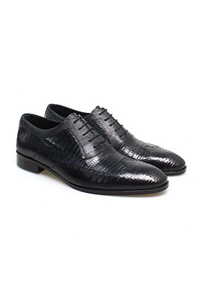 FRANCO CALVANI Dark Blue Color Lace-Up Genuine Leather Men's Shoes