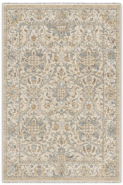 Pastel Home Vintage Bej Şönil Halı Kilim Yolluk Kaymaz Yıkanabilir Salon Otur...