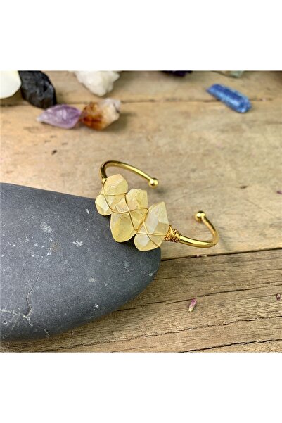 Ezera Βραχιόλι από ακατέργαστο ημιπολύτιμο λίθο Κιτρίνης, Μενάλ, κατασκευασμέ...