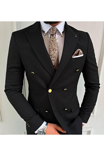 MASSARO Wool-Cotton Men's Double-Breasted Single Jacket