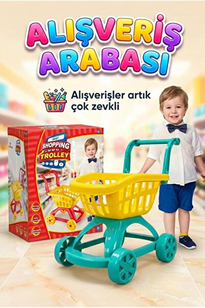 Tıfıl Toys İlk Market Arabam - İttirmeli Eğitici Çocuk Alışveriş ve Oyuncak M...