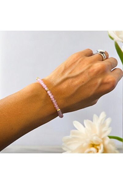 Ezera Βραχιόλι Olivia Lady με κορδόνι από κρύσταλλο τριαντάφυλλο με όψεις και...