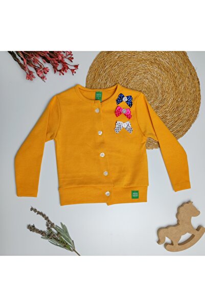 moda rüyası سترة كارديجان برتقالية اللون مزينة بأزرار للفتيات