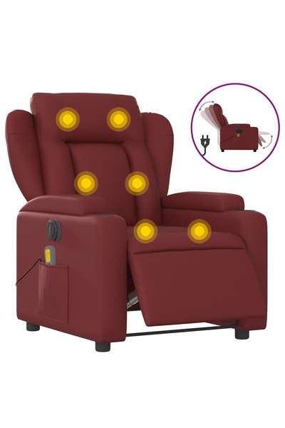 vidaxl Fotoliu de masaj electric rabatabil, roșu vin, piele ecologică