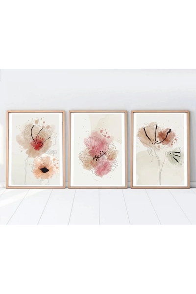 OEM Re-Bloom διακοσμητικό σετ τέχνης, 3 τεμάχια, με floral σχέδιο, από ξύλο, ...