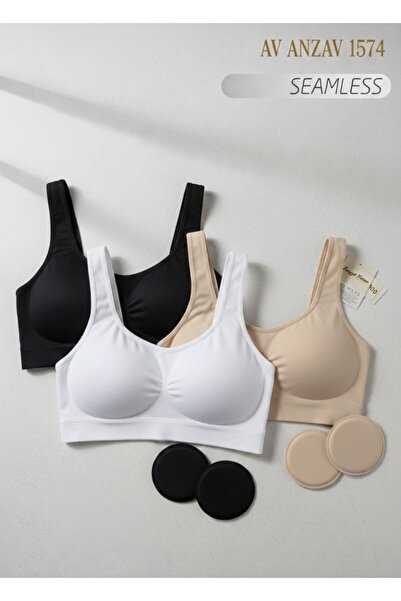 AV ANZAV 1574 Σουτιέν-μπουστιέ με ενισχυτικά επιθέματα σύσφιξης, σετ 3 τεμαχί...