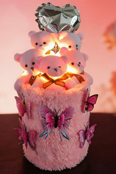 Solemia Led Işıklı Pembe Peluş Kutuda 5 Kelebekli, 5'li Ayıcık Buketi – Kalp ...