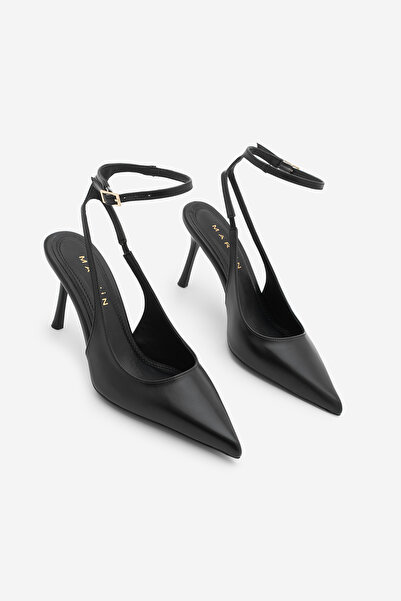 Marjin Women's Stiletto Pointed Toe Open Back Ankle Strap Classic Heeled Shoe...