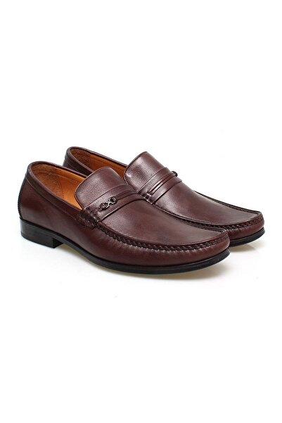 FRANCO CALVANI Brown Laceless Genuine Leather Men's Shoes