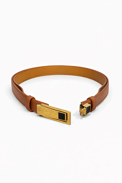 Velvoria Γυναικεία ζώνη από γνήσιο δέρμα σε σκούρο ταμπά χρώμα με ρυθμιζόμενο...